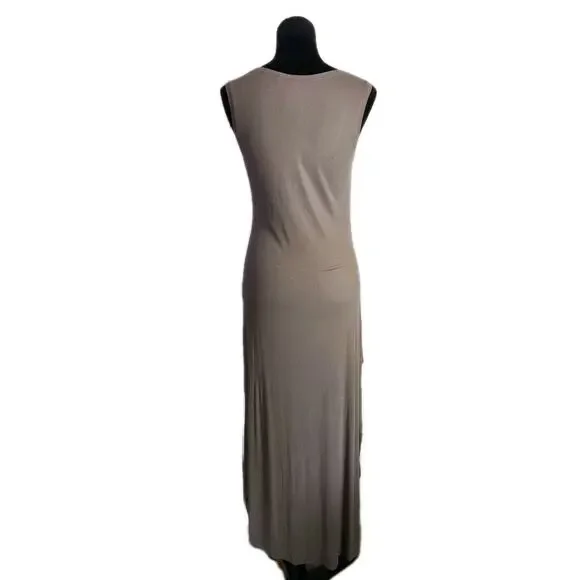Nwot Bcbgmaxazria Women's Taupe Ribbed Tank Maxi Dress With Side Slit Medium - Picture 3 of 7